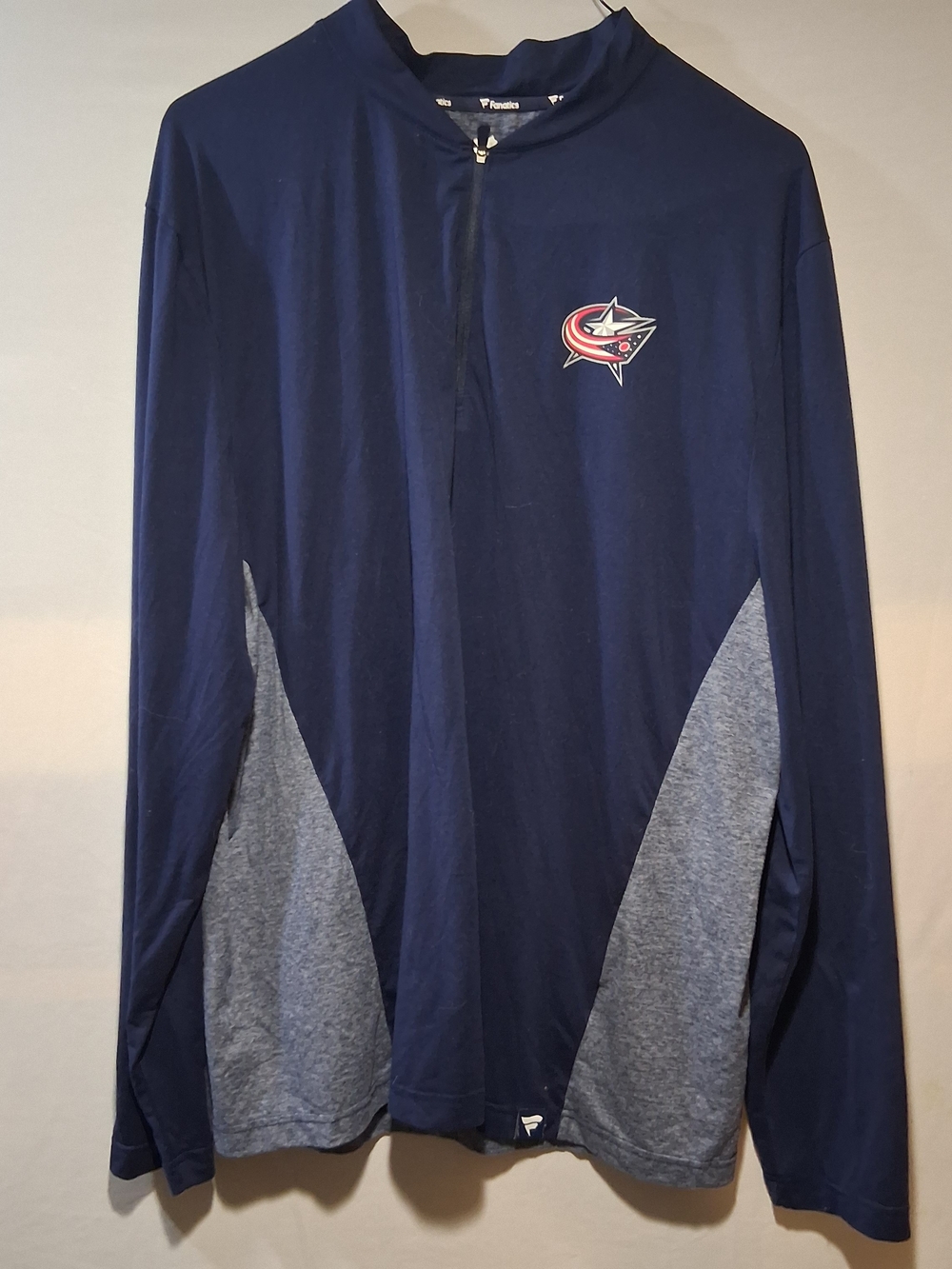 Fanatics Navy and Heather Gray Zip-Up Team Pullover